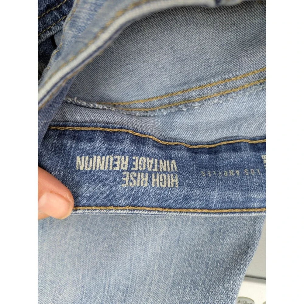 Grunge Distressed High Rise Vintage Jeans Womens 25 Light Wash Raw Hem Rewash‎